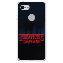 DistinctInk® Clear Shockproof Hybrid Case for Apple iPhone / Samsung Galaxy / Google Pixel - Red Forest "Stranger Danger"