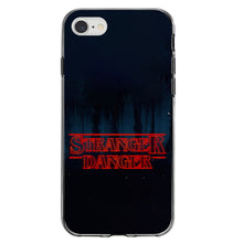 DistinctInk® Clear Shockproof Hybrid Case for Apple iPhone / Samsung Galaxy / Google Pixel - Red Forest "Stranger Danger"