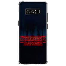 DistinctInk® Clear Shockproof Hybrid Case for Apple iPhone / Samsung Galaxy / Google Pixel - Red Forest "Stranger Danger"