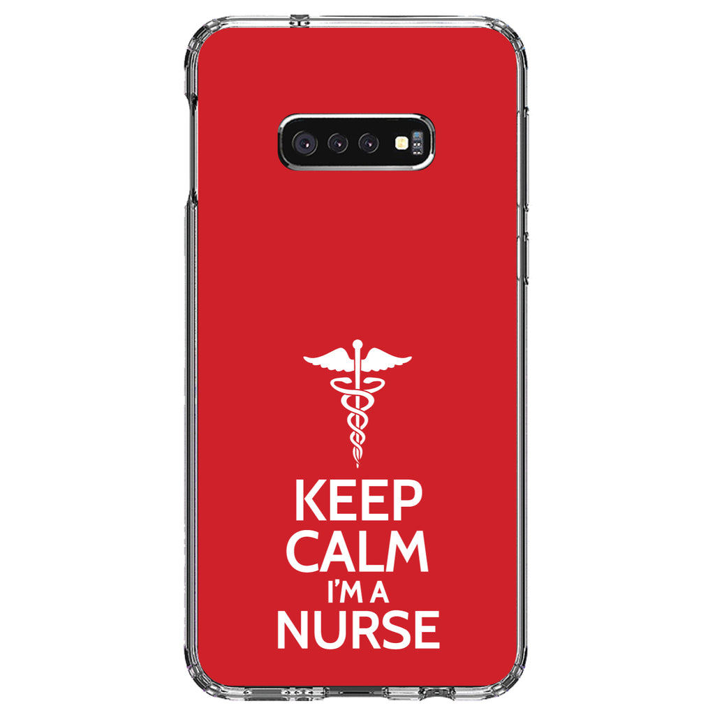 Red White Keep Calm I'm a Nurse Clear Shockproof iPhone Case, view 18
