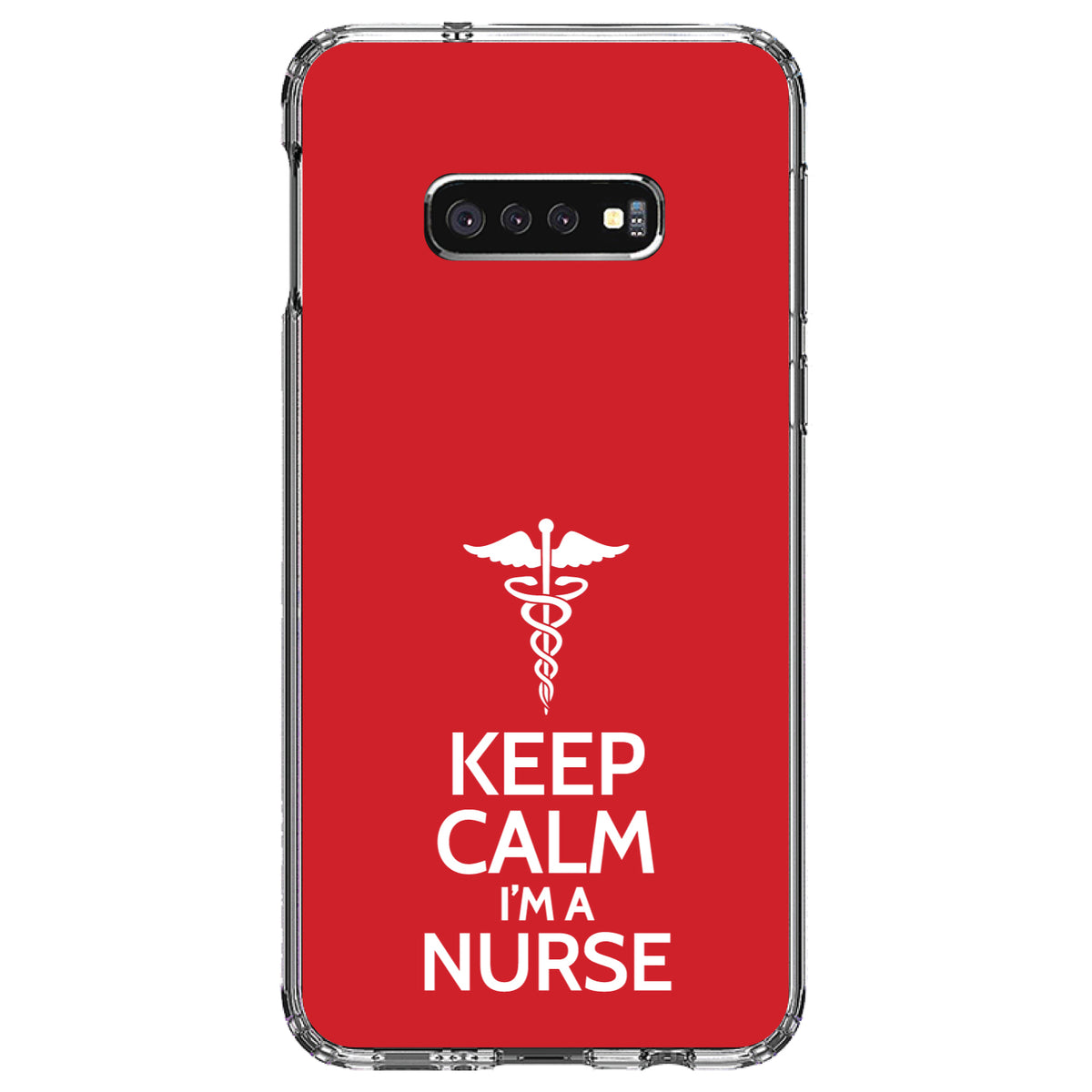 Red White Keep Calm I'm a Nurse Clear Shockproof iPhone Case, view 18