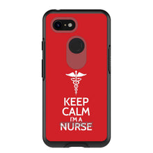 DistinctInk™ OtterBox Symmetry Series Case for Apple iPhone / Samsung Galaxy / Google Pixel - Red White "Keep Calm Im a Nurse"