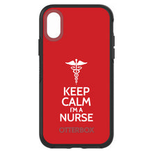 DistinctInk™ OtterBox Symmetry Series Case for Apple iPhone / Samsung Galaxy / Google Pixel - Red White "Keep Calm Im a Nurse"