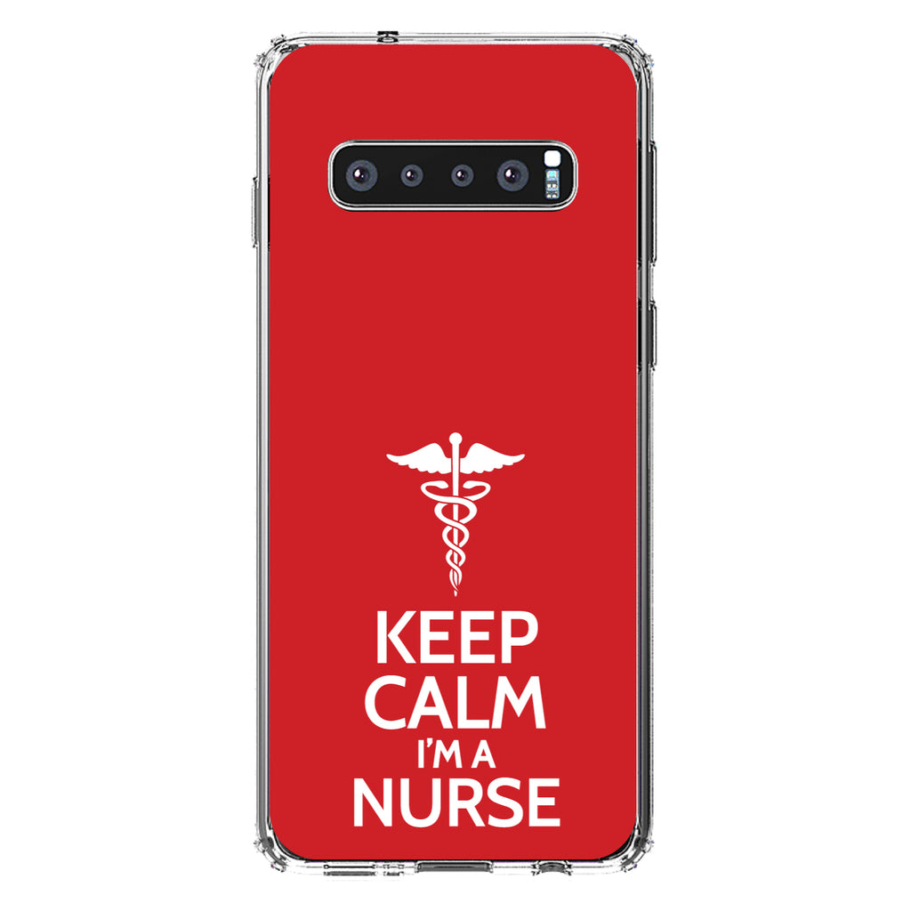 Red White Keep Calm I'm a Nurse Clear Shockproof iPhone Case, view 16