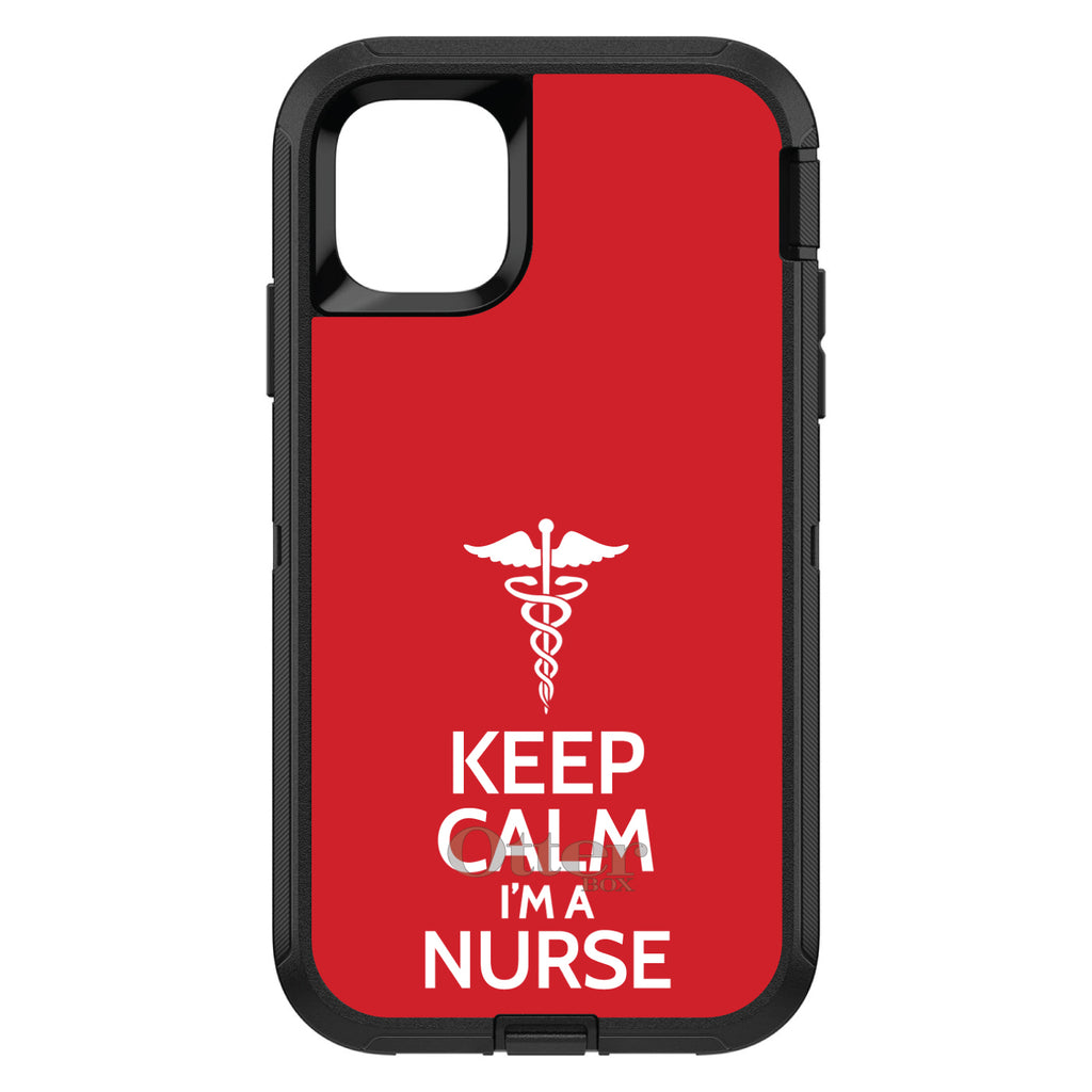 Red White Keep Calm I'm a Nurse OtterBox Defender Case for iPhone & Galaxy, view 2