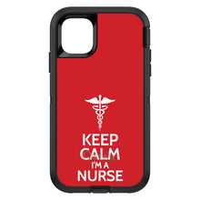 DistinctInk™ OtterBox Defender Series Case for Apple iPhone / Samsung Galaxy / Google Pixel - Red White "Keep Calm Im a Nurse"