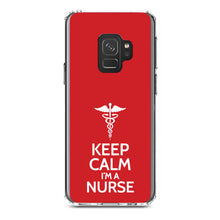 DistinctInk® Clear Shockproof Hybrid Case for Apple iPhone / Samsung Galaxy / Google Pixel - Red White "Keep Calm I'm a Nurse"