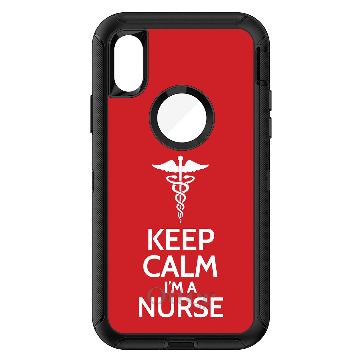 Red White Keep Calm I'm a Nurse OtterBox Defender Case for iPhone & Galaxy, view 3