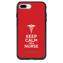 DistinctInk™ OtterBox Symmetry Series Case for Apple iPhone / Samsung Galaxy / Google Pixel - Red White "Keep Calm Im a Nurse"