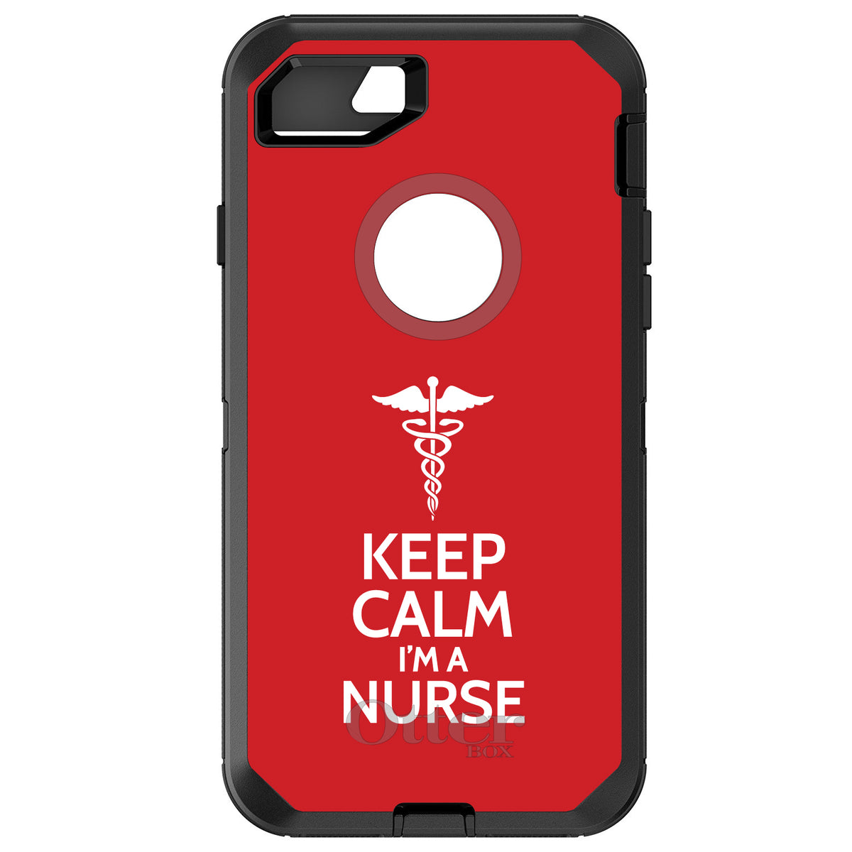 Red White Keep Calm I'm a Nurse OtterBox Defender Case for iPhone & Galaxy