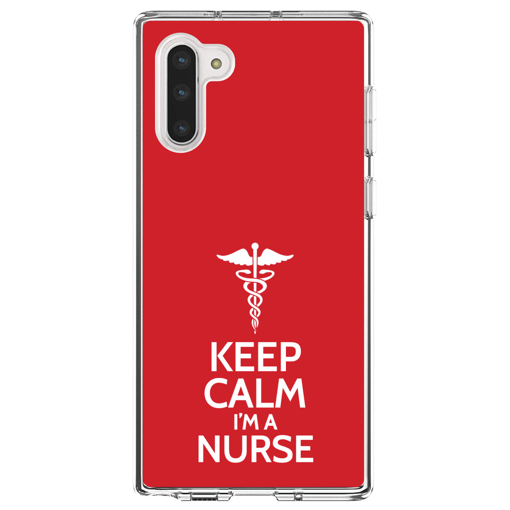 Red White Keep Calm I'm a Nurse Clear Shockproof iPhone Case, view 9
