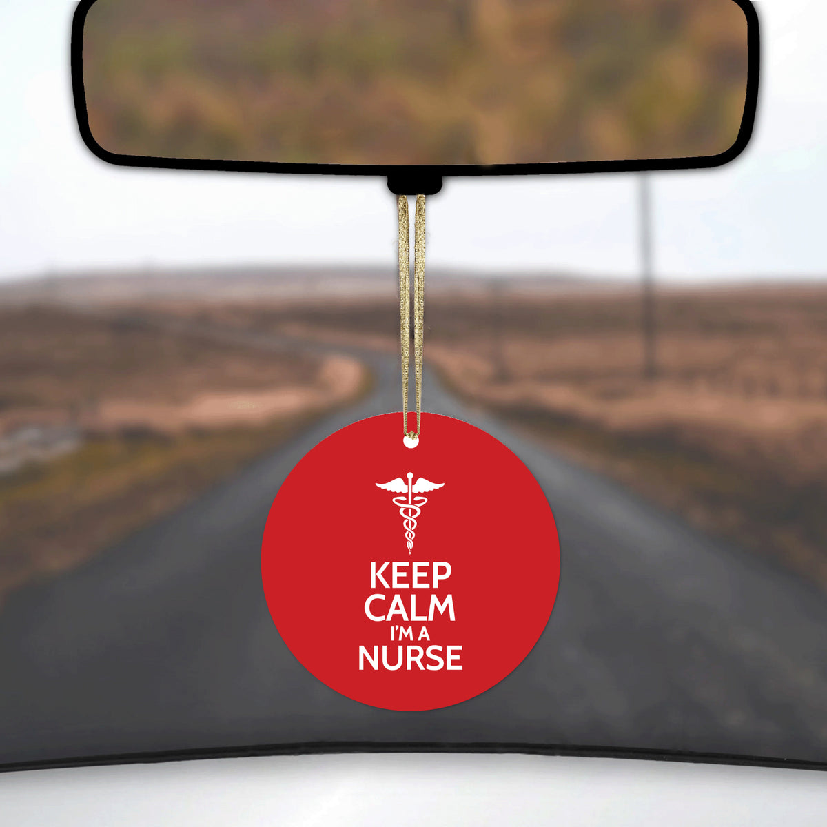 Red White "Keep Calm I'm a Nurse" Ceramic Ornament, view 3