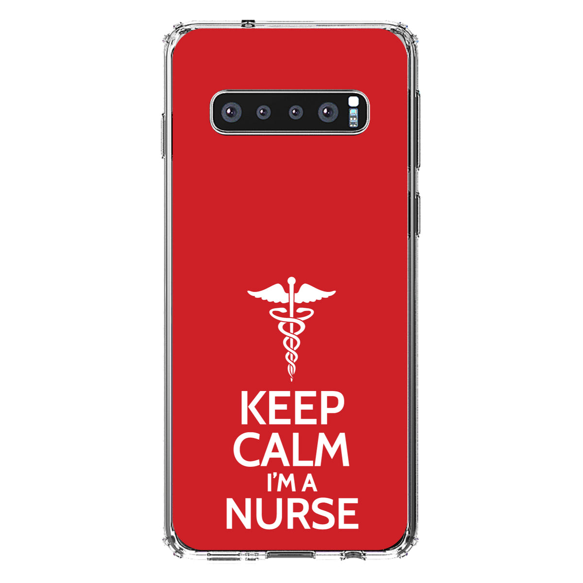 Red White Keep Calm I'm a Nurse Clear Shockproof iPhone Case, view 17