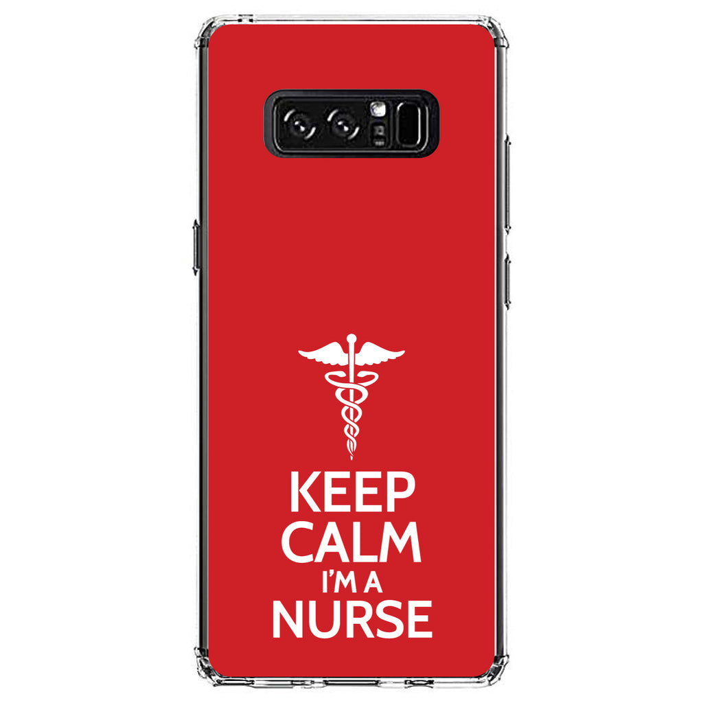 Red White Keep Calm I'm a Nurse Clear Shockproof iPhone Case, view 12