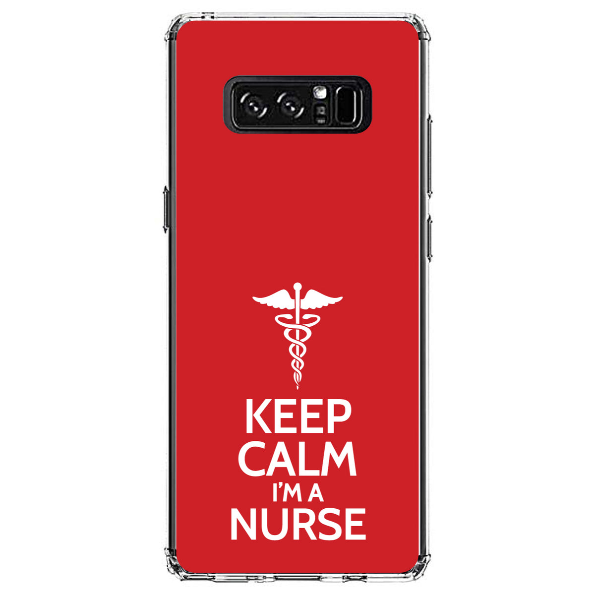 Red White Keep Calm I'm a Nurse Clear Shockproof iPhone Case, view 12