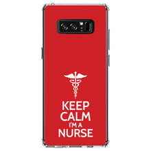 DistinctInk® Clear Shockproof Hybrid Case for Apple iPhone / Samsung Galaxy / Google Pixel - Red White "Keep Calm I'm a Nurse"