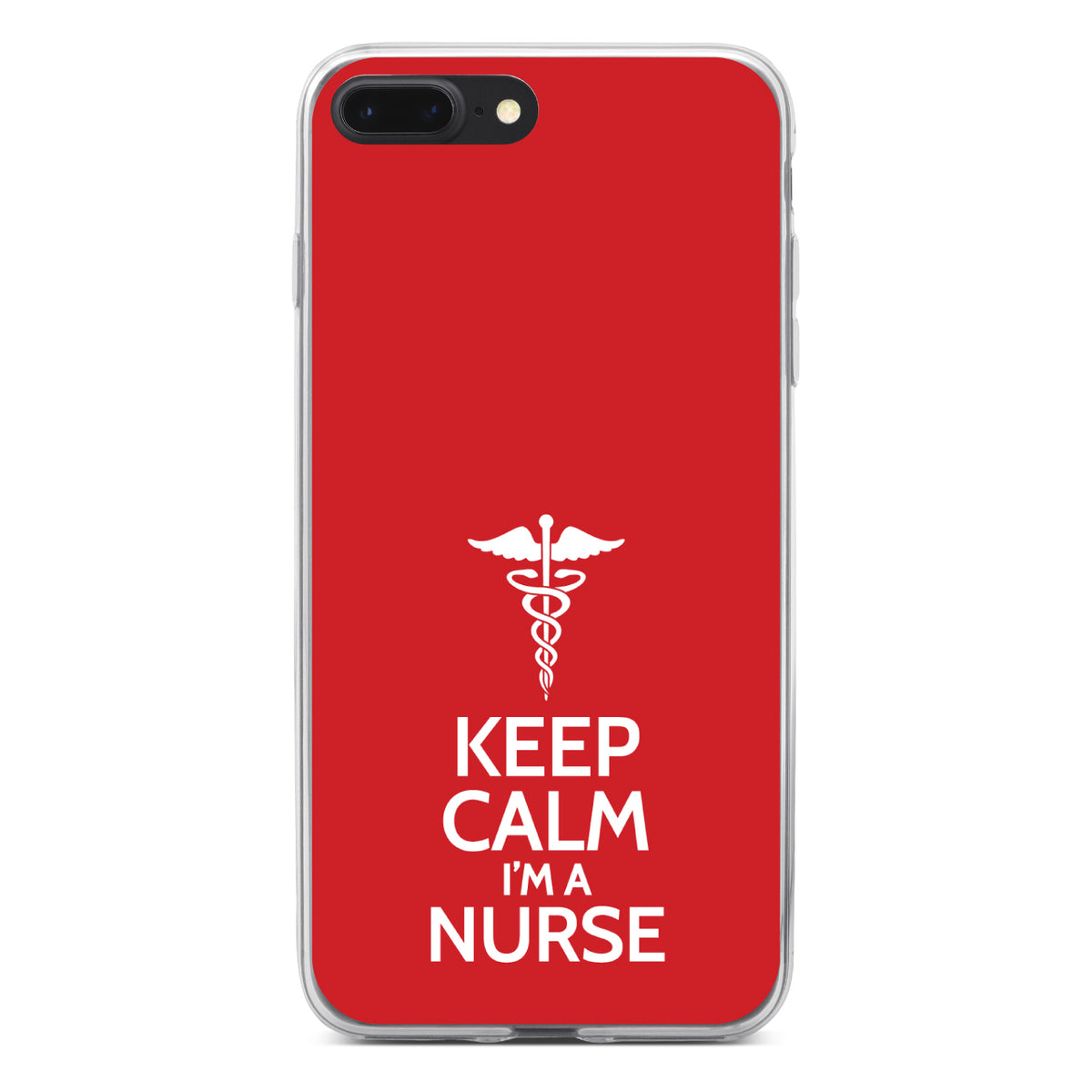 Red White Keep Calm I'm a Nurse Clear Shockproof iPhone Case, view 6
