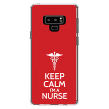 DistinctInk® Clear Shockproof Hybrid Case for Apple iPhone / Samsung Galaxy / Google Pixel - Red White "Keep Calm I'm a Nurse"