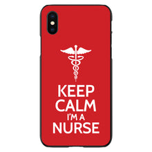 DistinctInk® Hard Plastic Snap-On Case for Apple iPhone or Samsung Galaxy - Red White "Keep Calm Im a Nurse"