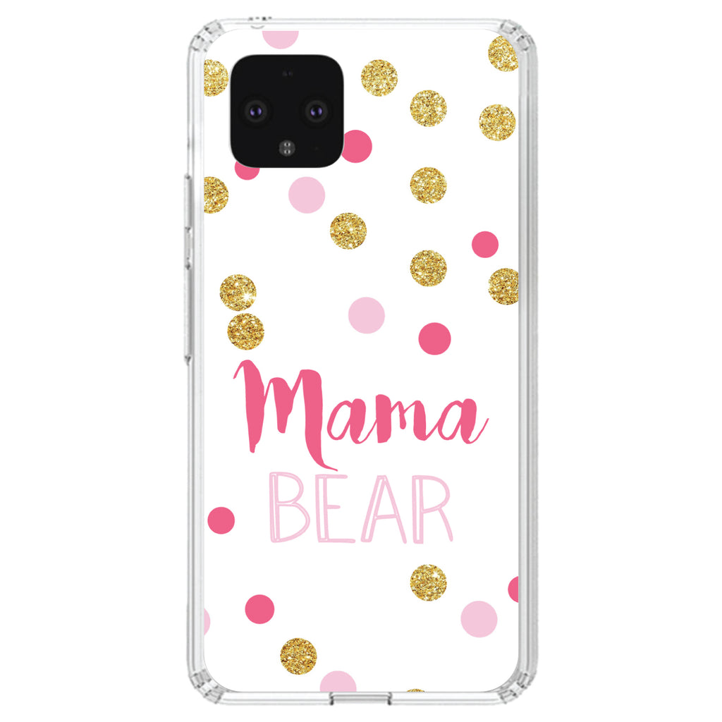 Pink White Gold Mama Bear Clear Shockproof iPhone Case, view 23