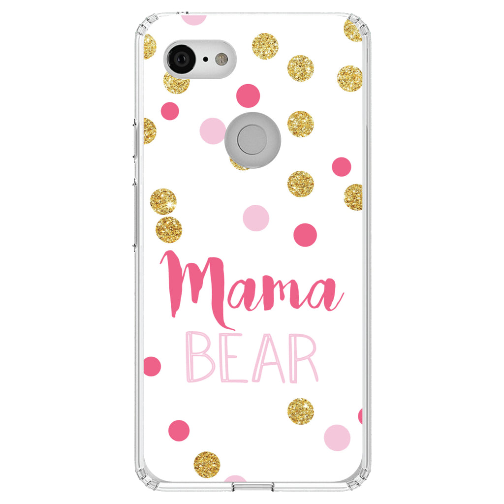 Pink White Gold Mama Bear Clear Shockproof iPhone Case, view 22