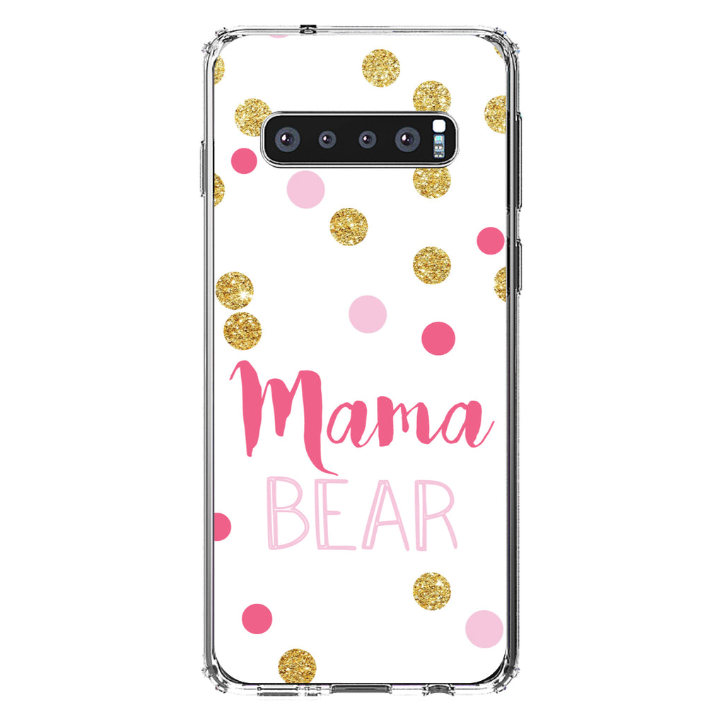 Pink White Gold Mama Bear Clear Shockproof iPhone Case, view 17
