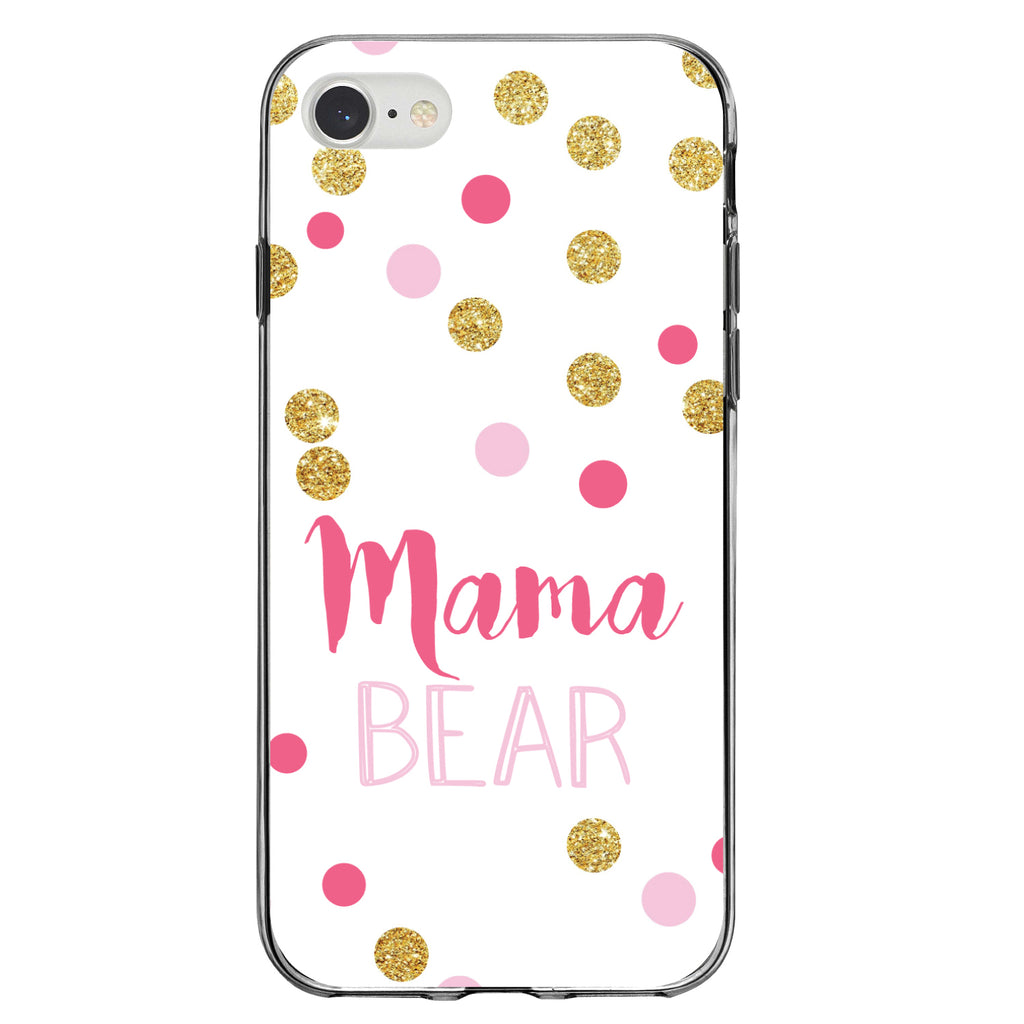 Pink White Gold Mama Bear Clear Shockproof iPhone Case, view 5