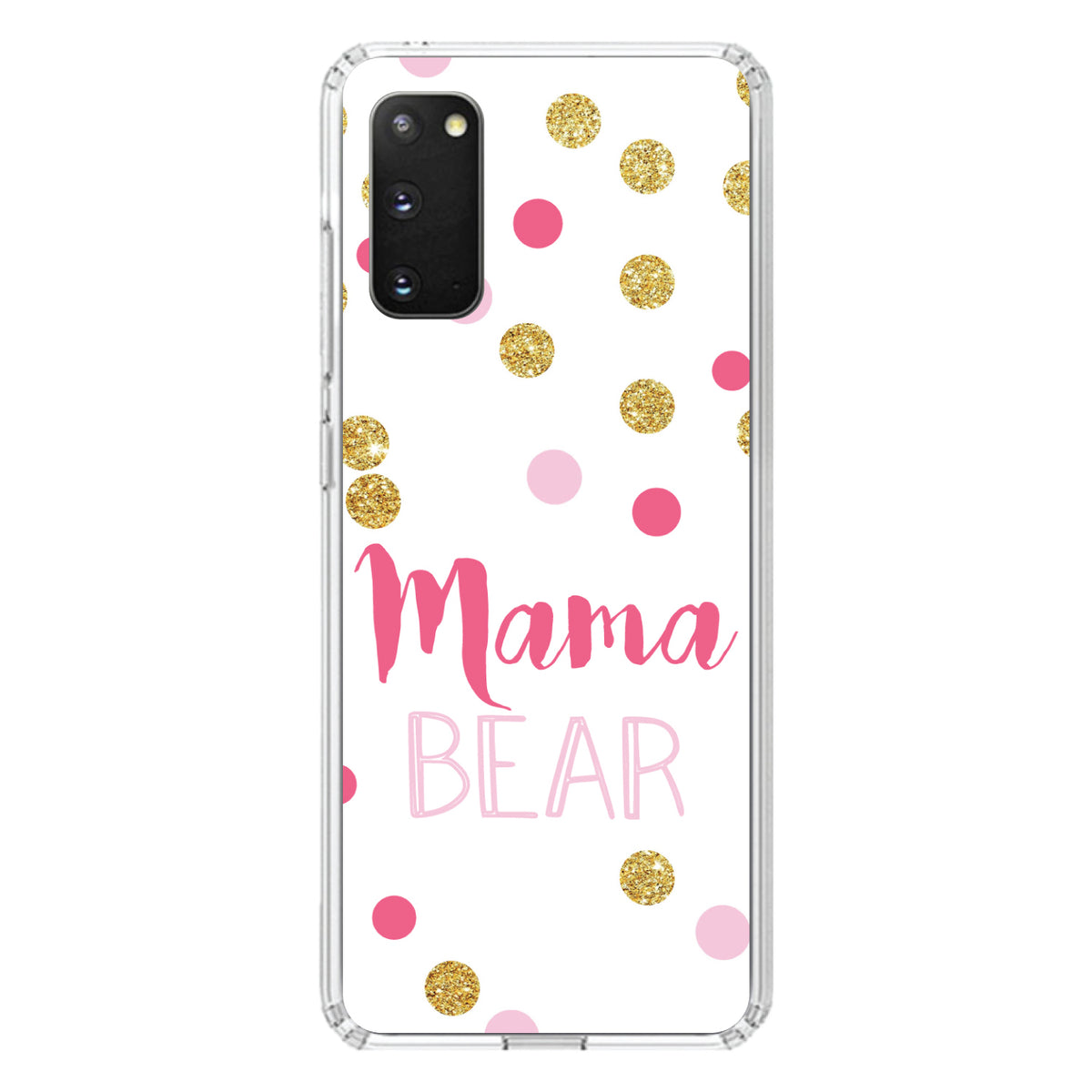 Pink White Gold Mama Bear Clear Shockproof iPhone Case, view 14