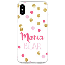 DistinctInk® Clear Shockproof Hybrid Case for Apple iPhone / Samsung Galaxy / Google Pixel - Pink White Gold "Mama Bear"