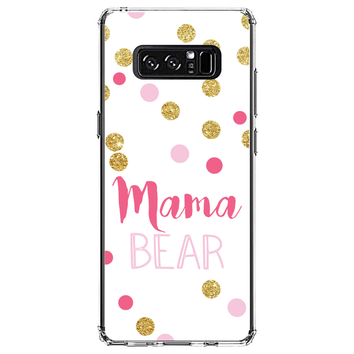 Pink White Gold Mama Bear Clear Shockproof iPhone Case, view 12