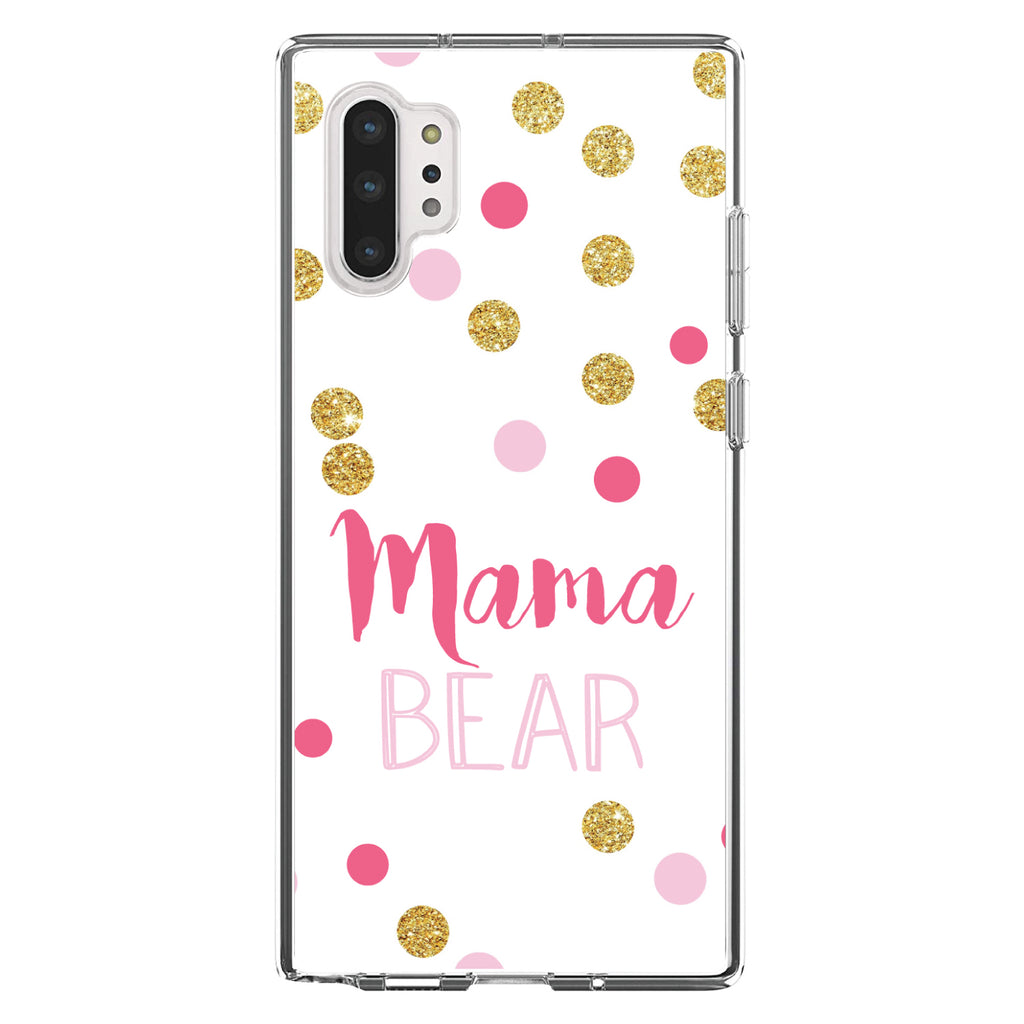 Pink White Gold Mama Bear Clear Shockproof iPhone Case, view 10