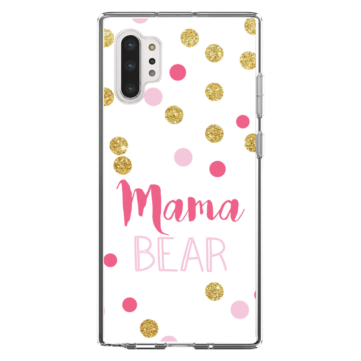 Pink White Gold Mama Bear Clear Shockproof iPhone Case, view 10