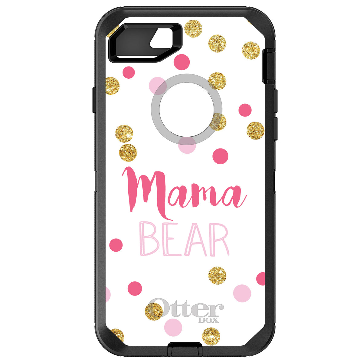 Pink White Gold Mama Bear OtterBox Defender Case for iPhone & Galaxy