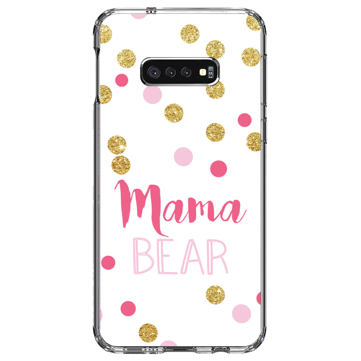 Pink White Gold Mama Bear Clear Shockproof iPhone Case, view 18