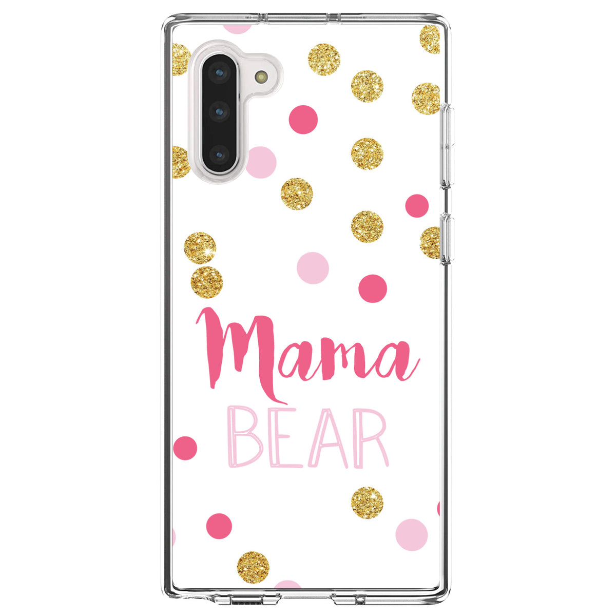 Pink White Gold Mama Bear Clear Shockproof iPhone Case, view 9