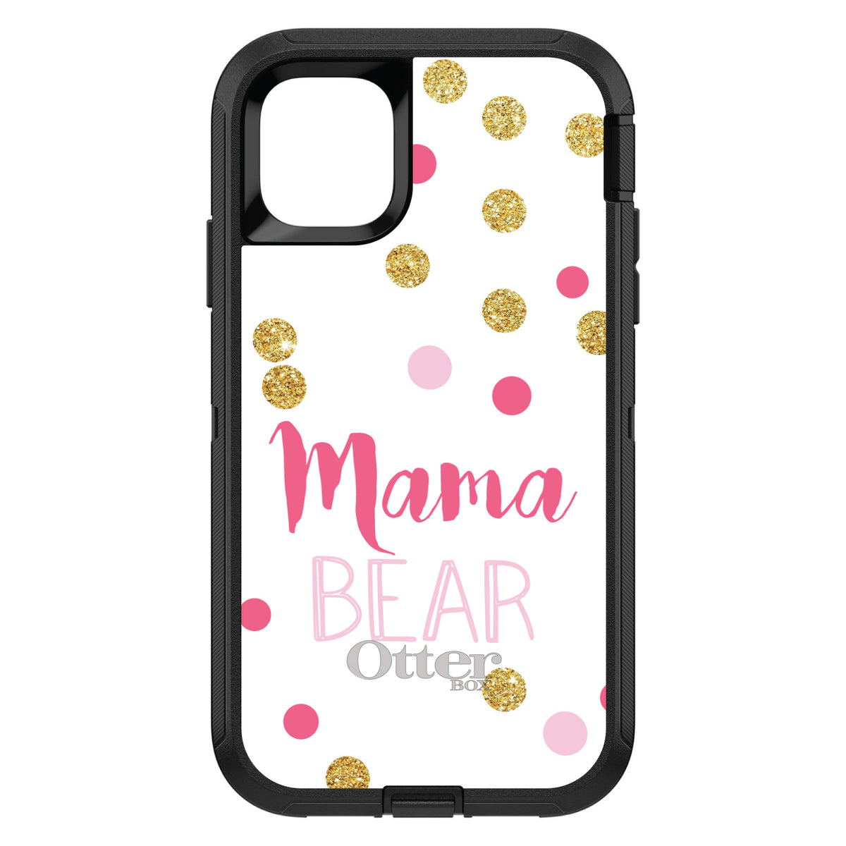 Pink White Gold Mama Bear OtterBox Defender Case for iPhone & Galaxy, view 2