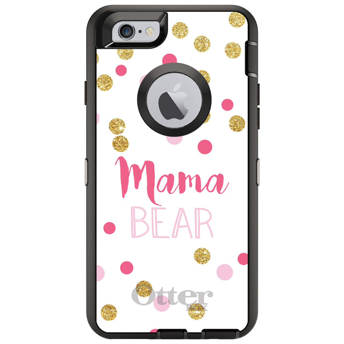 Pink White Gold Mama Bear OtterBox Defender Case for iPhone & Galaxy, view 4