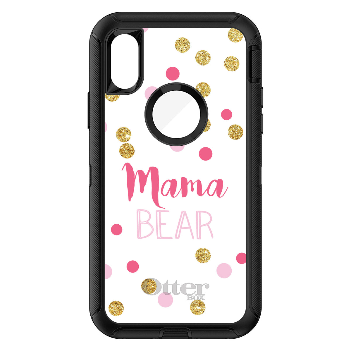Pink White Gold Mama Bear OtterBox Defender Case for iPhone & Galaxy, view 3