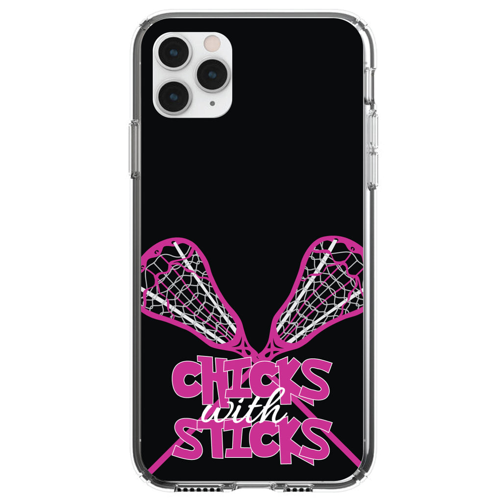 Hot Pink Lacrosse, Chicks with Sticks Clear Shockproof iPhone Case