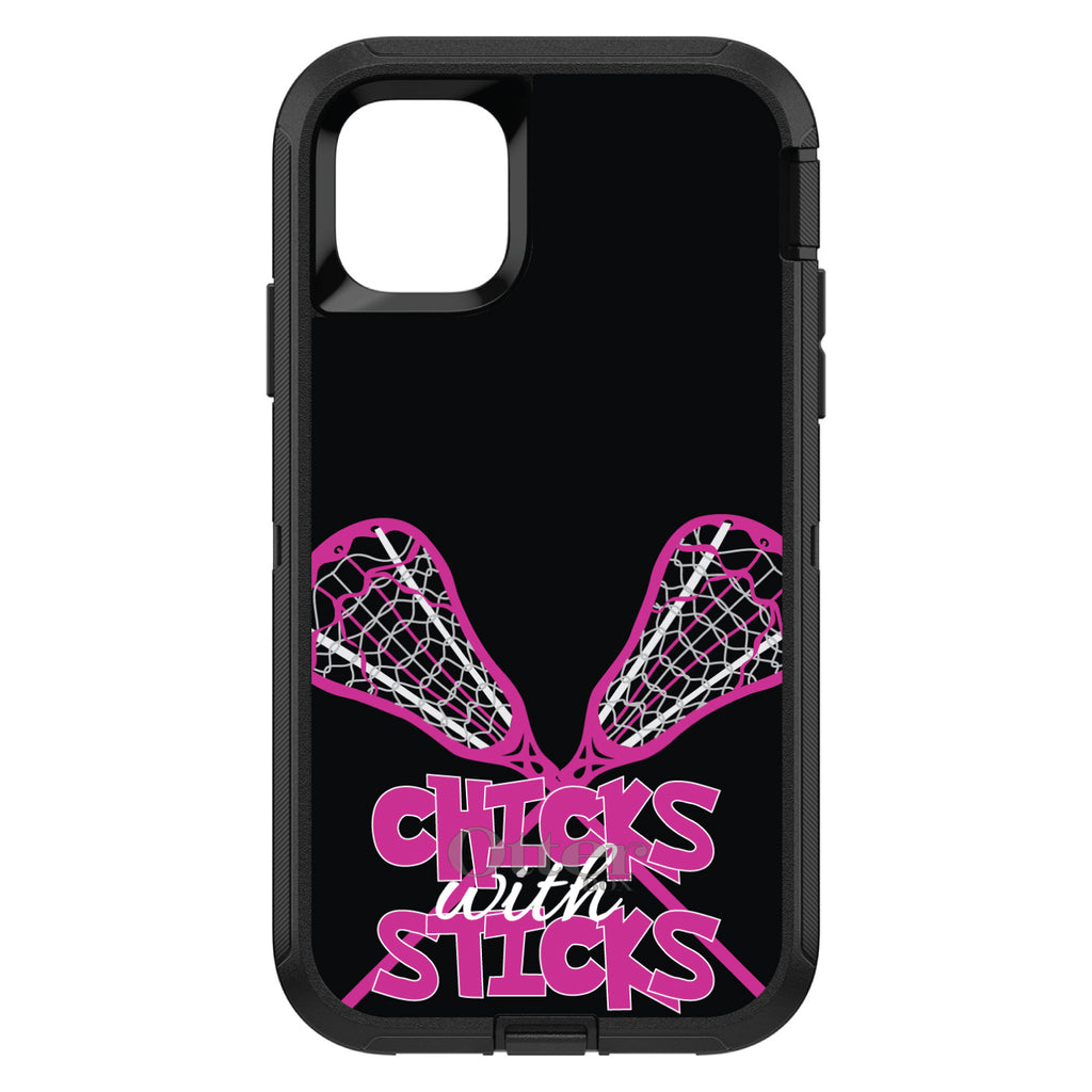 Hot Pink Lacrosse, Chicks with Sticks OtterBox Defender Case for iPhone & Galaxy, view 2