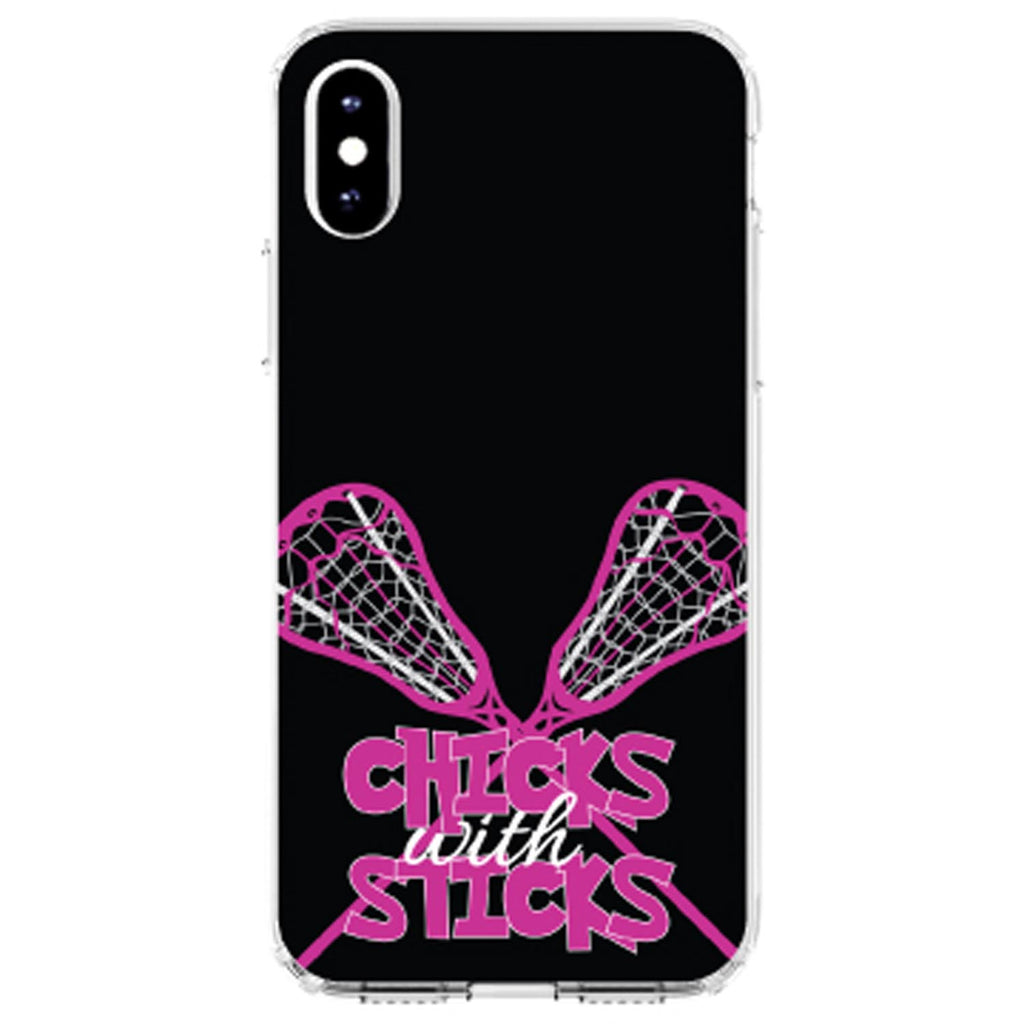 Hot Pink Lacrosse, Chicks with Sticks Clear Shockproof iPhone Case, view 3