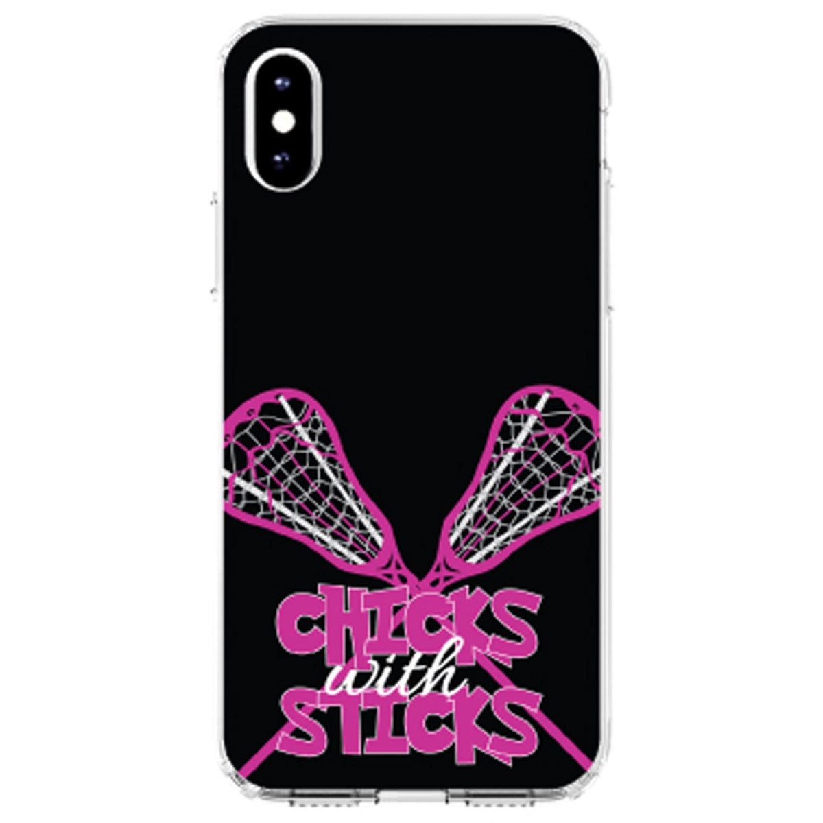 Hot Pink Lacrosse, Chicks with Sticks Clear Shockproof iPhone Case, view 3