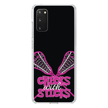 DistinctInk® Clear Shockproof Hybrid Case for Apple iPhone / Samsung Galaxy / Google Pixel - Hot Pink Lacrosse - Chicks with Sticks