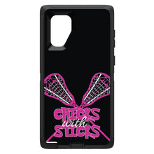 DistinctInk™ OtterBox Defender Series Case for Apple iPhone / Samsung Galaxy / Google Pixel - Hot Pink Lacrosse - Chicks with Sticks
