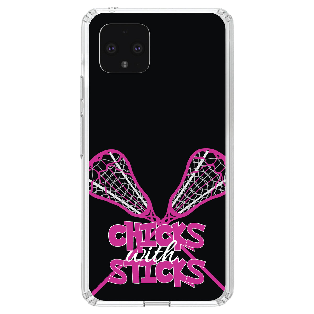 Hot Pink Lacrosse, Chicks with Sticks Clear Shockproof iPhone Case, view 23
