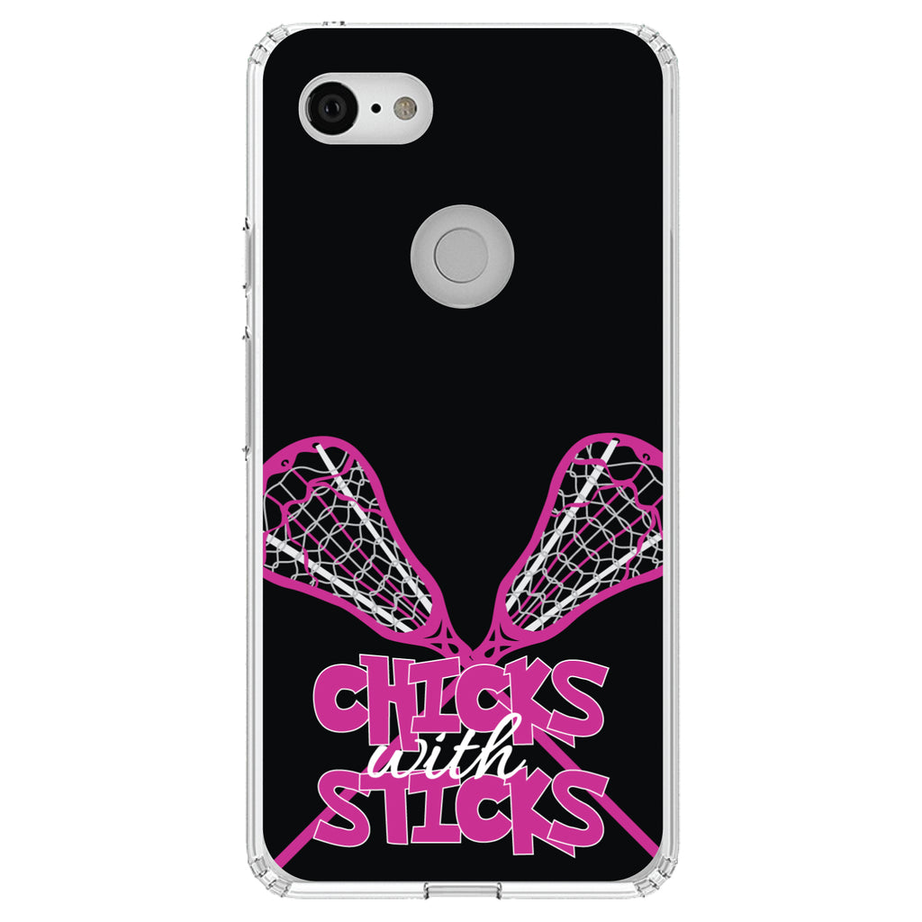 Hot Pink Lacrosse, Chicks with Sticks Clear Shockproof iPhone Case, view 22