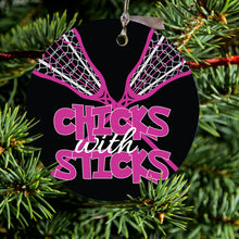 Chicks with Sticks Ceramic Ornament
