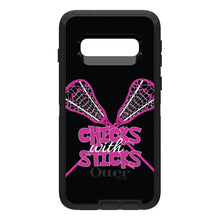 DistinctInk™ OtterBox Defender Series Case for Apple iPhone / Samsung Galaxy / Google Pixel - Hot Pink Lacrosse - Chicks with Sticks