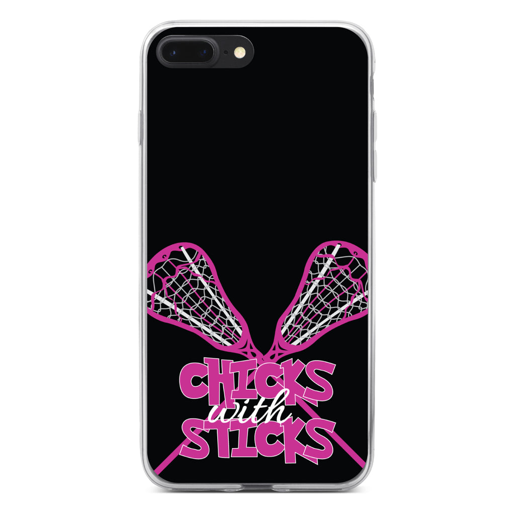 Hot Pink Lacrosse, Chicks with Sticks Clear Shockproof iPhone Case, view 6