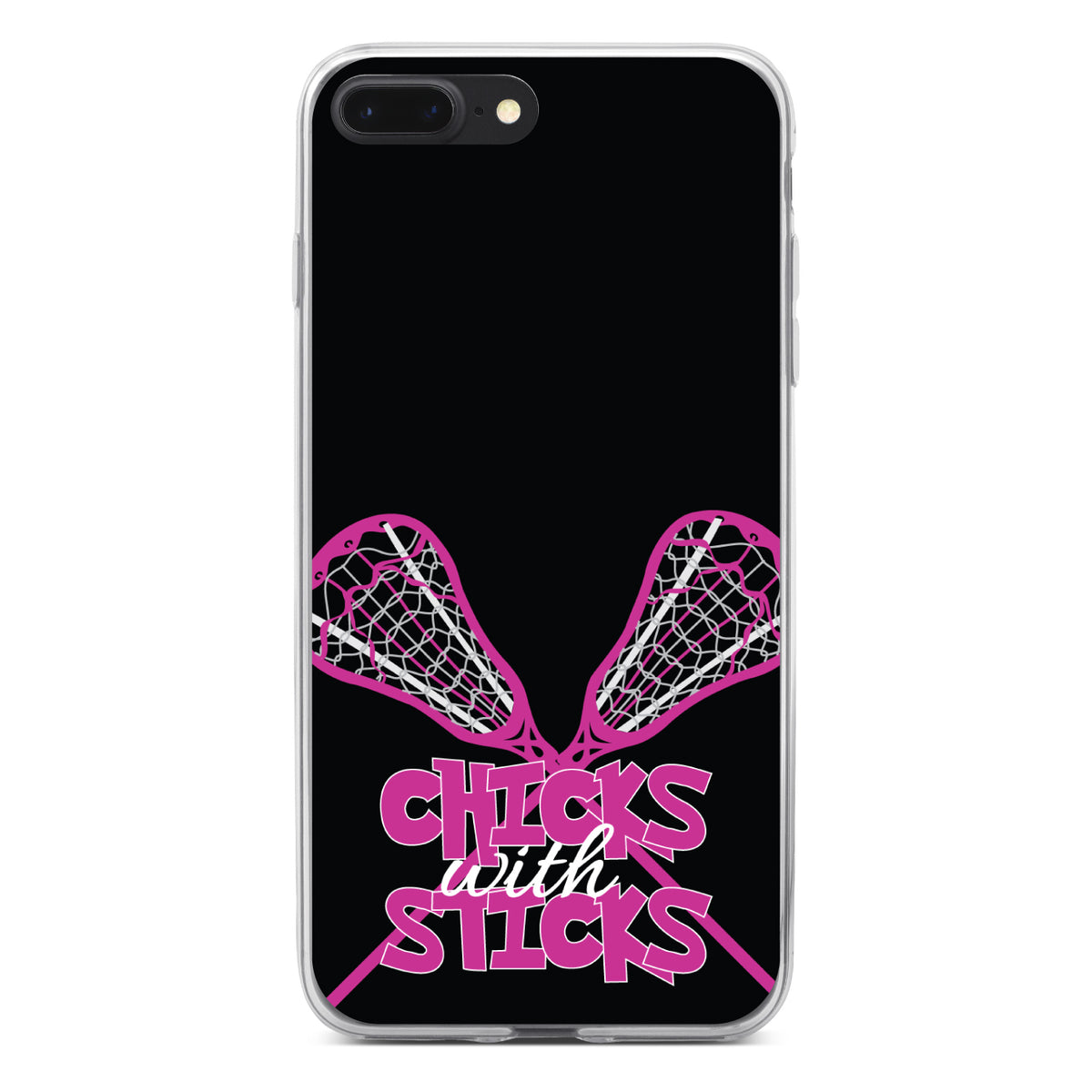 Hot Pink Lacrosse, Chicks with Sticks Clear Shockproof iPhone Case, view 6